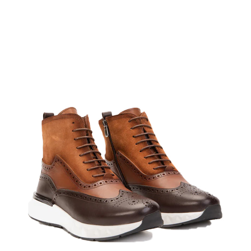 Premium Leather Lace Up Wingtip Brown Boot