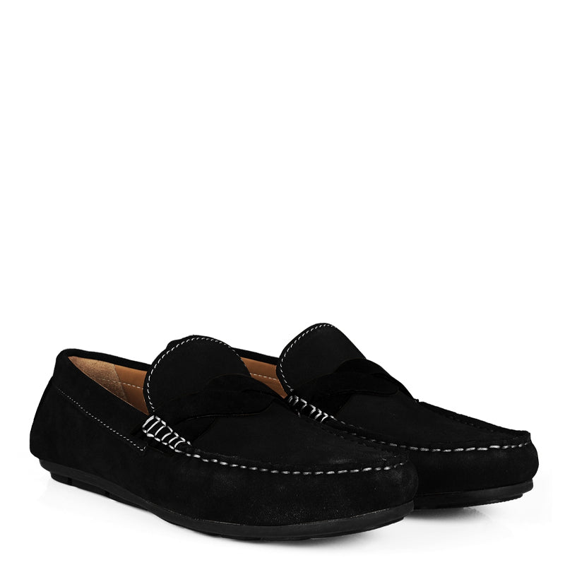 Penny Suede Cross Strap Leather Tan Loafer