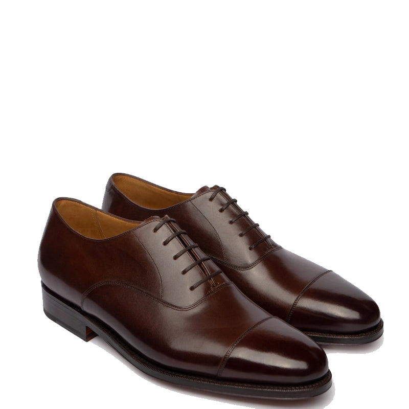 Classic Design Captoe Plain Leather Oxford Shoe Black