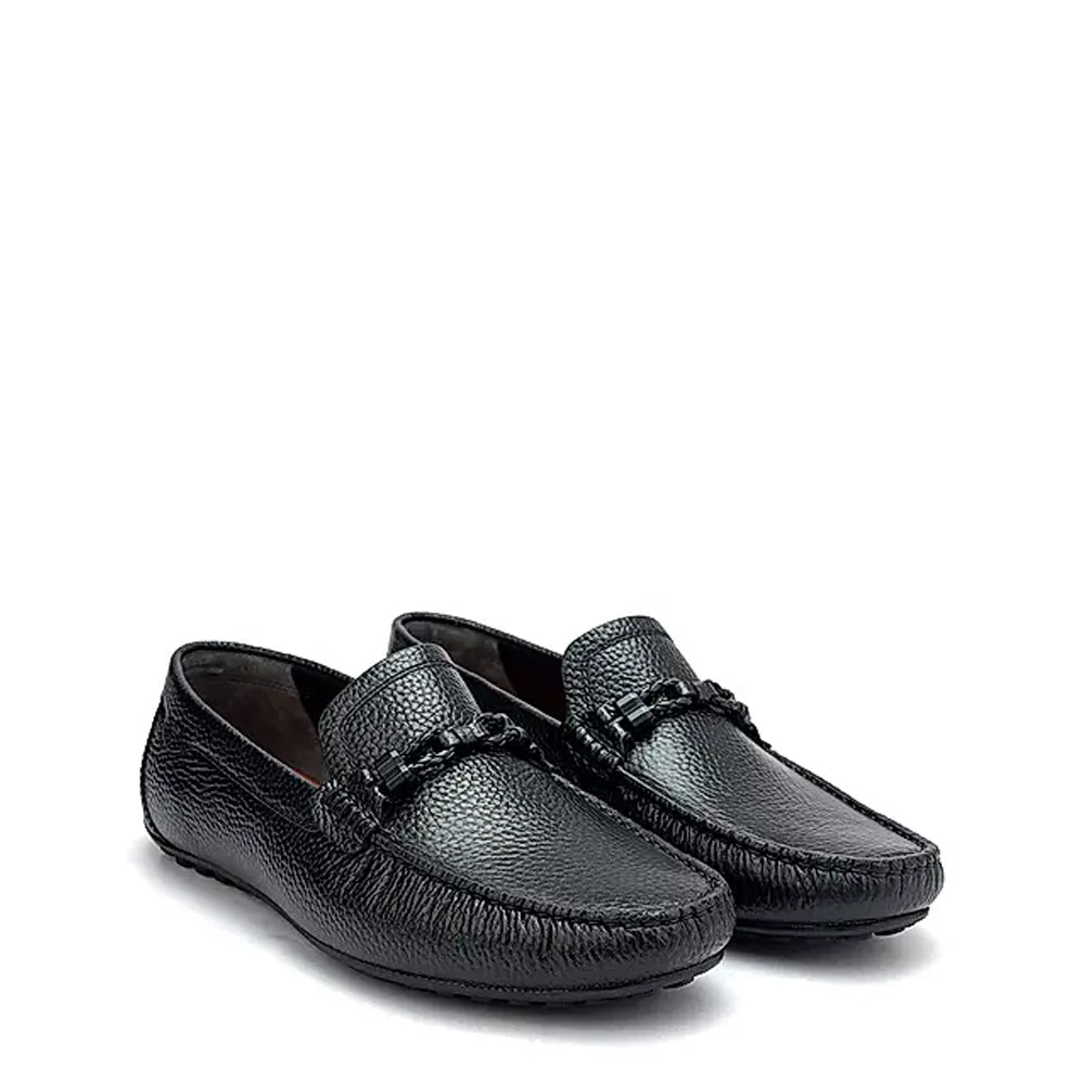 Men Textured Leather Driving Green Loafer