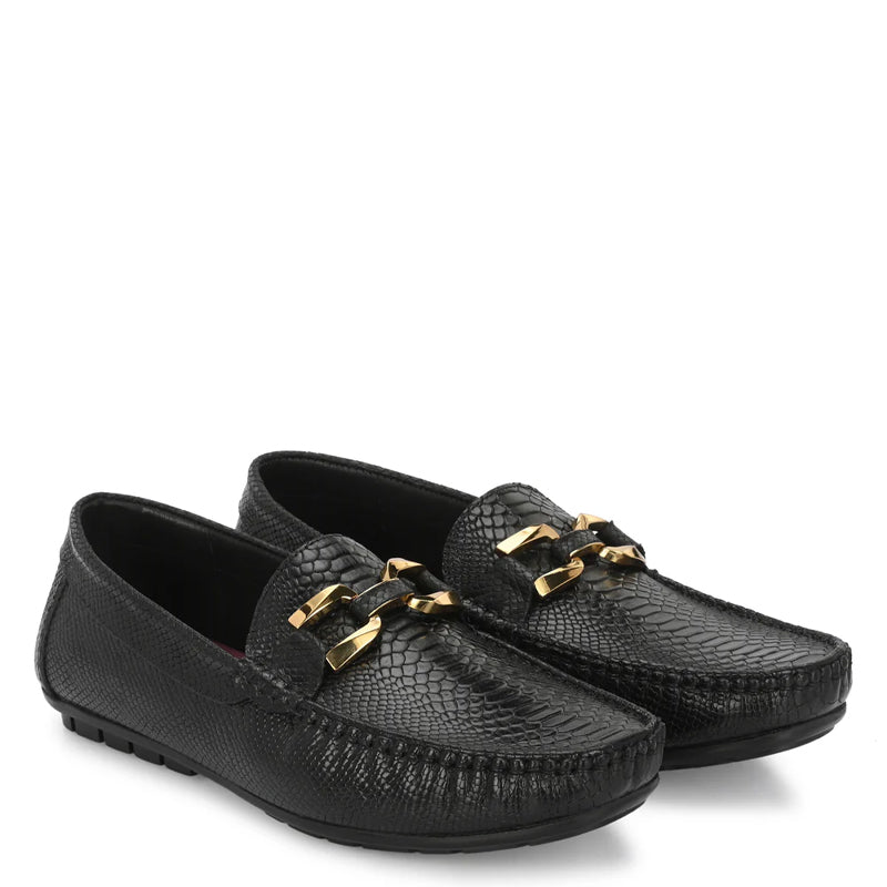 Premium Leather Brown Loafer With Gold Buckled