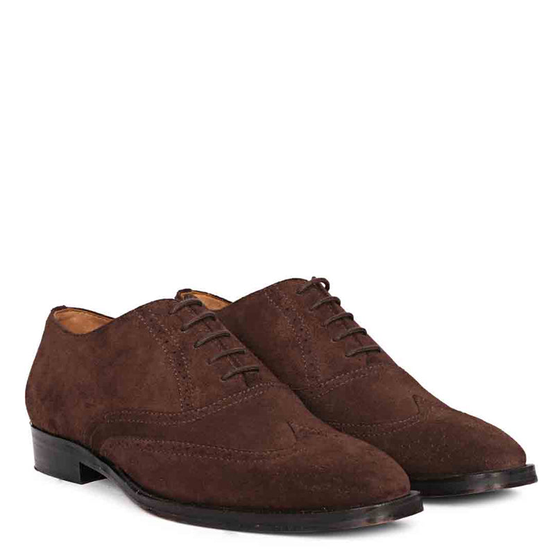 Leather Square Toe Lace Up Green Wingtip Oxford Shoe