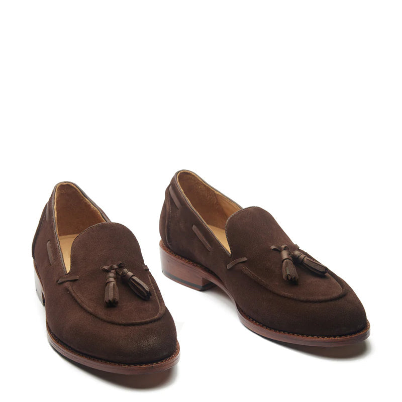 Men Suede Leather Slip-On Tassel Brown Loafer