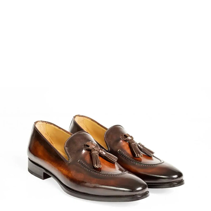 Pure Shiny Leather Tassel Burgundy Loafer