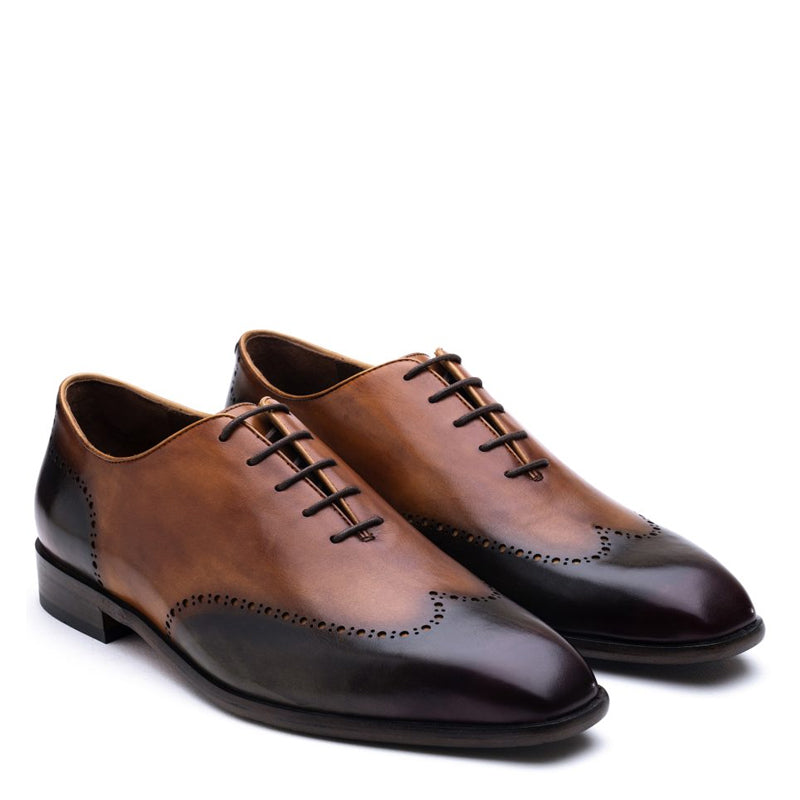 Patina Wholecut Wingtip Leather Oxford Tan Shoe
