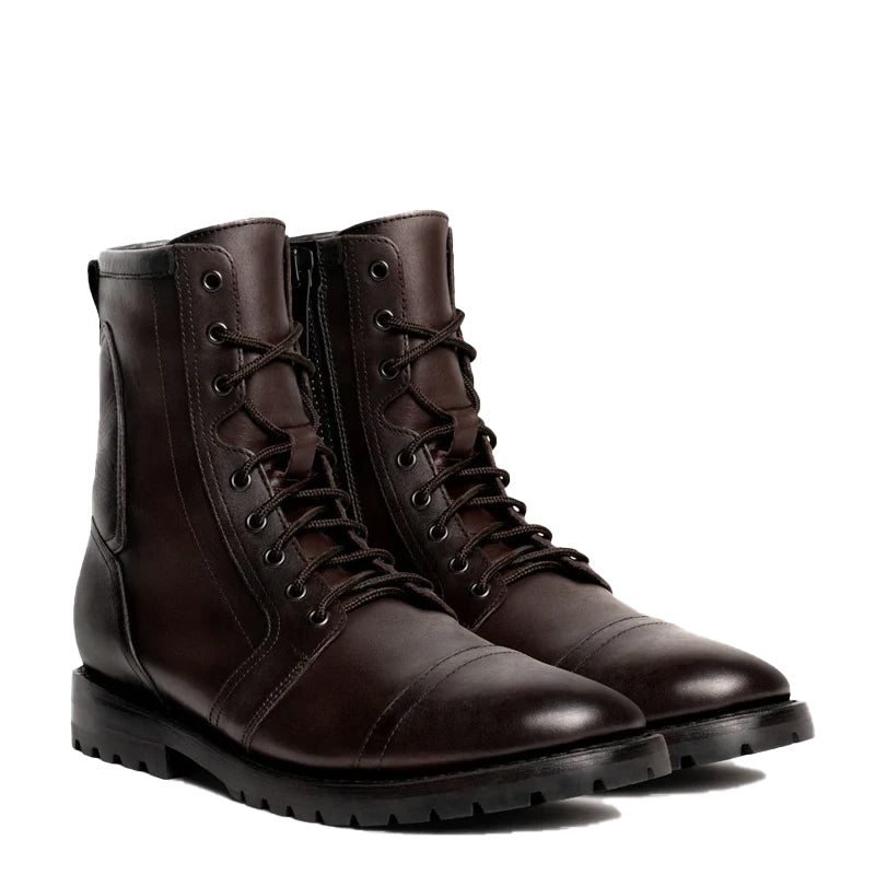 Leather Zip Up High Ankle Boots