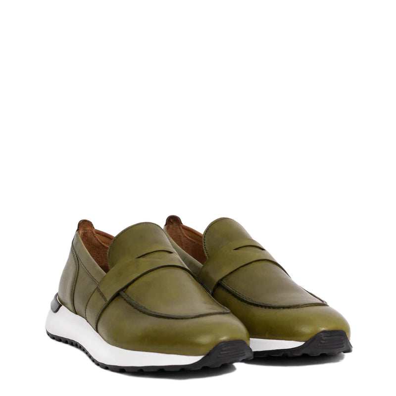 Green Leather Men's Sneakers