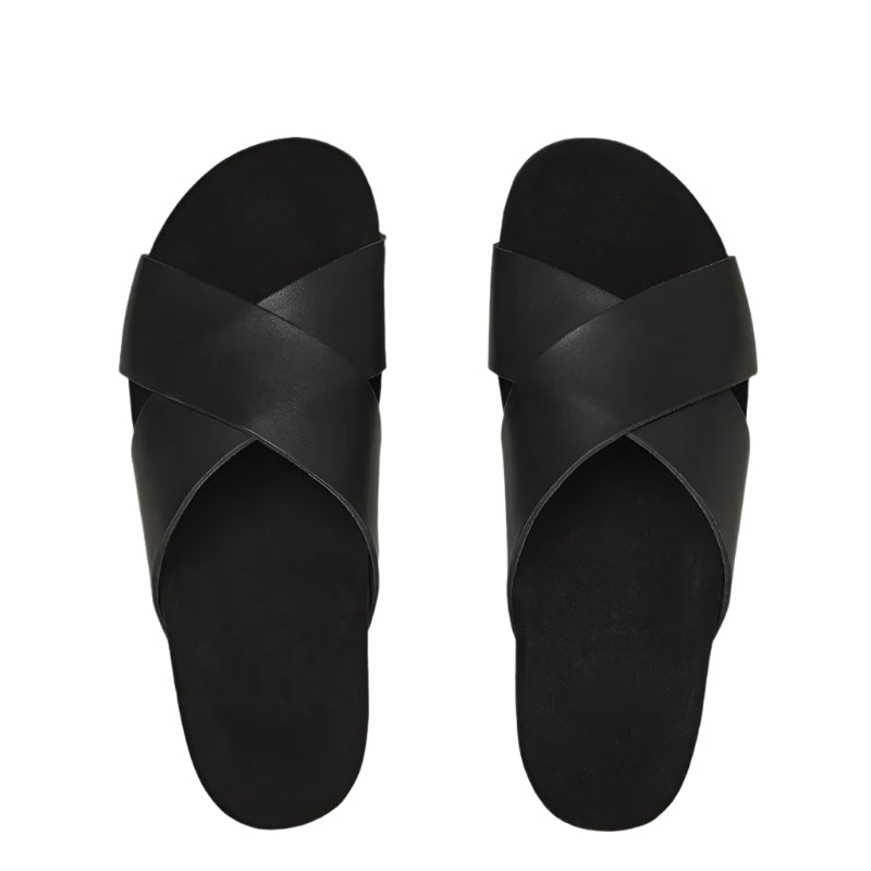 Pure Elegance Black Leather Slipper