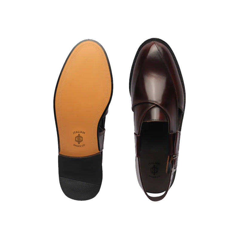 Ethnic Back Strap Leather Peshawari Black Sandal