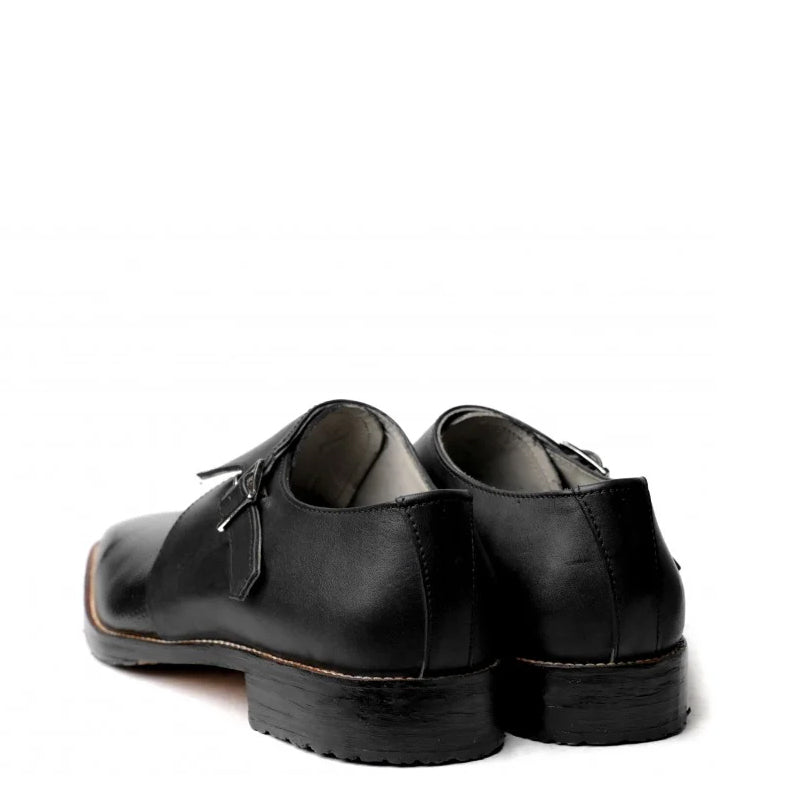 Men Textured Leather Single Monk Strap Shoe