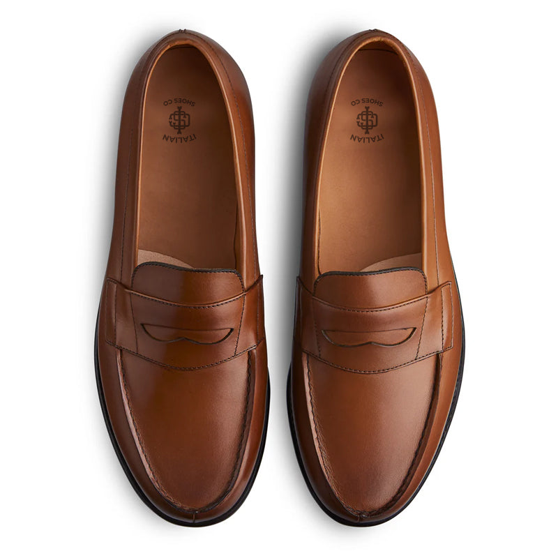 Classic Leather Brown Penny Loafer For Men