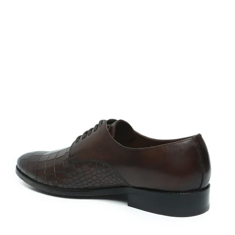 Croco Textured Formal Leather Oxford Black Shoe