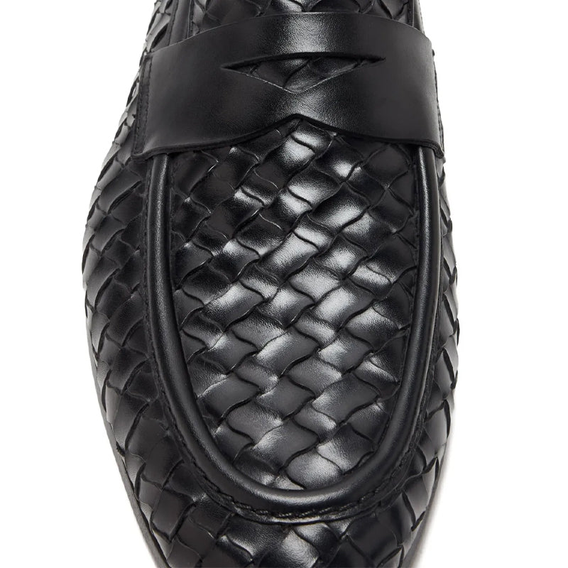 Tan Woven Texture Leather Loafer for Men