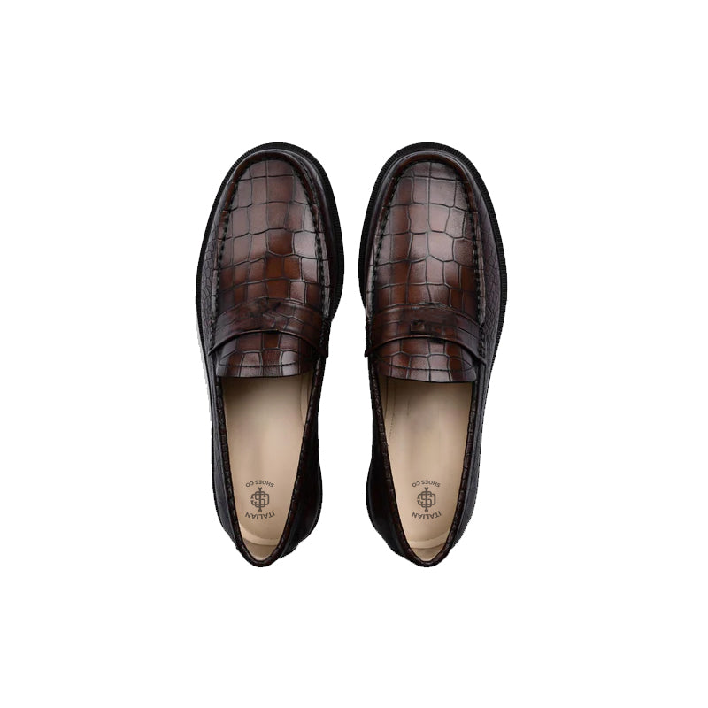 Men s Round Toe Croc Loafers Blue