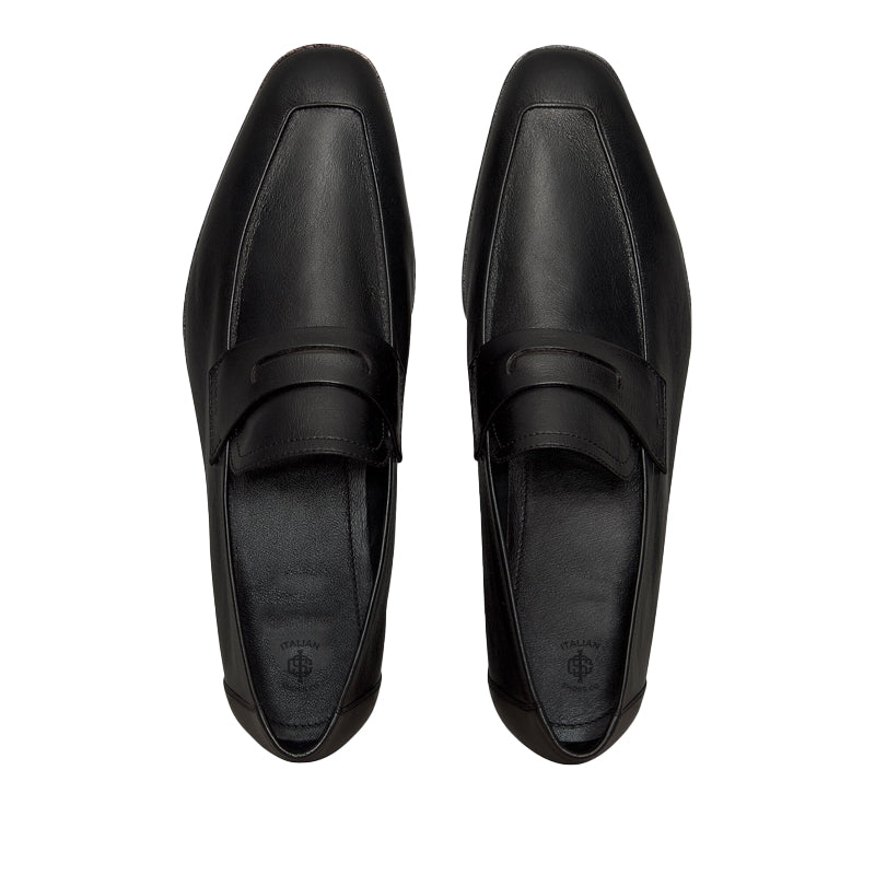 Men Handmade Plain Leather Blue Loafer