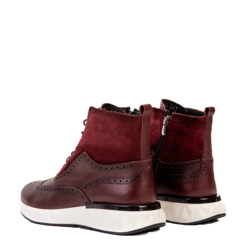 Premium Leather Lace-Up Wingtip Brown Boot