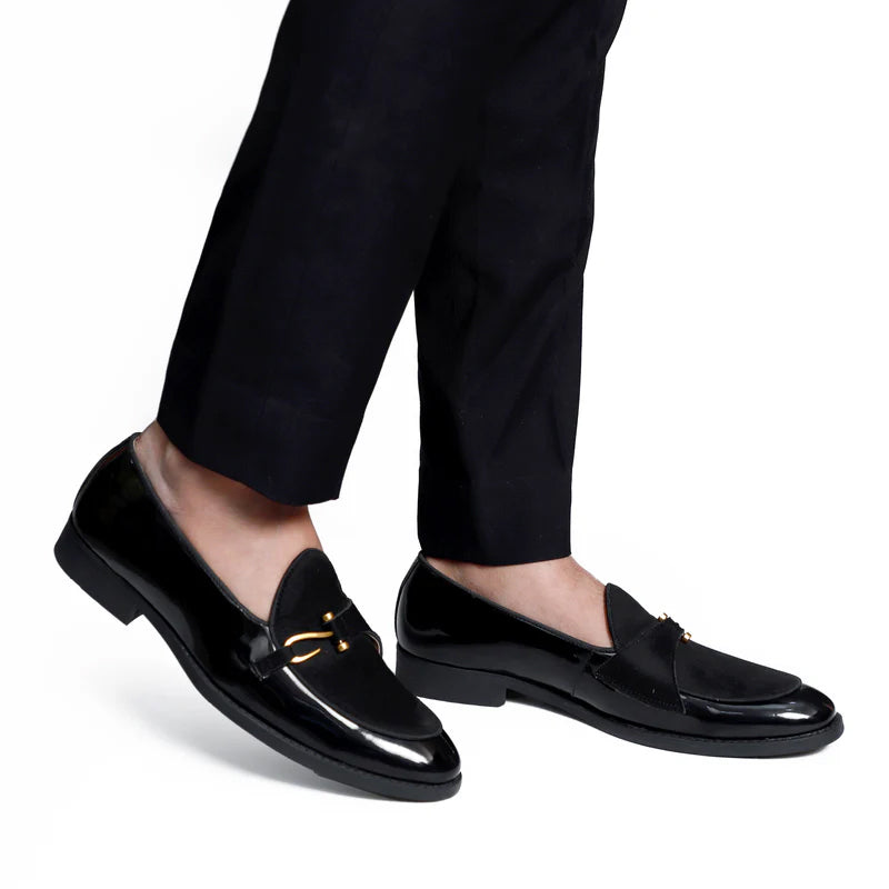 Patent Handmade Leather Blue Loafer For Men