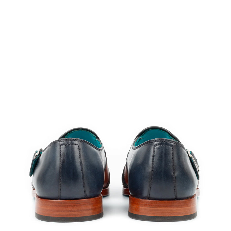 Men  Blue/Tan Textured Leather Peshawari Comfort Sandal