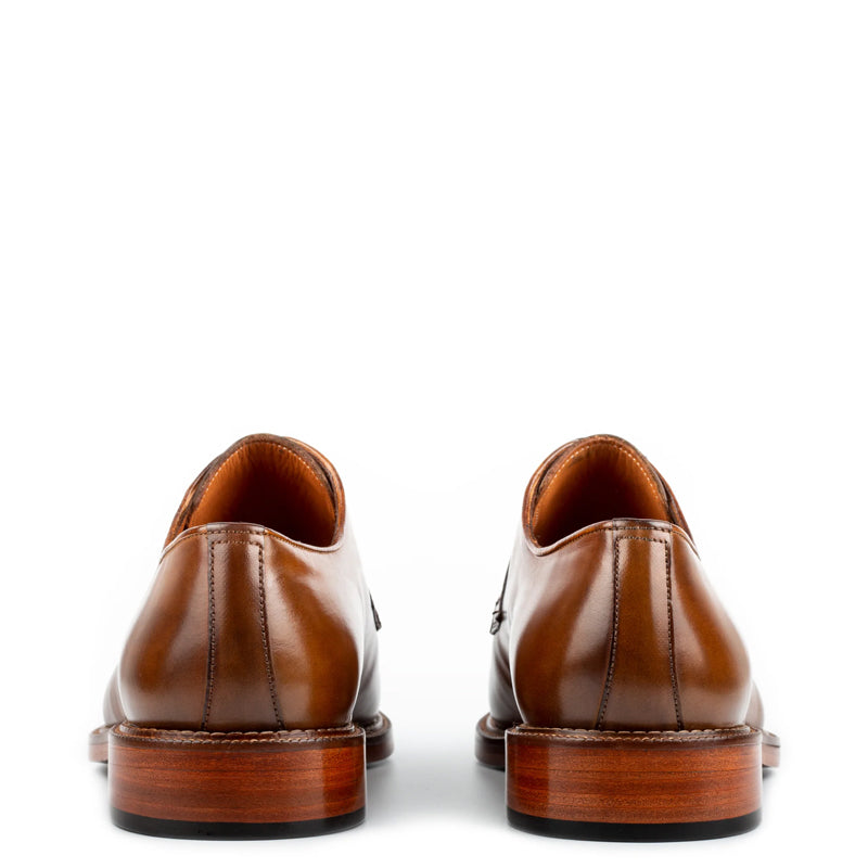 Handpainted Crust Leather Split Toe Derby Shoe Cherry