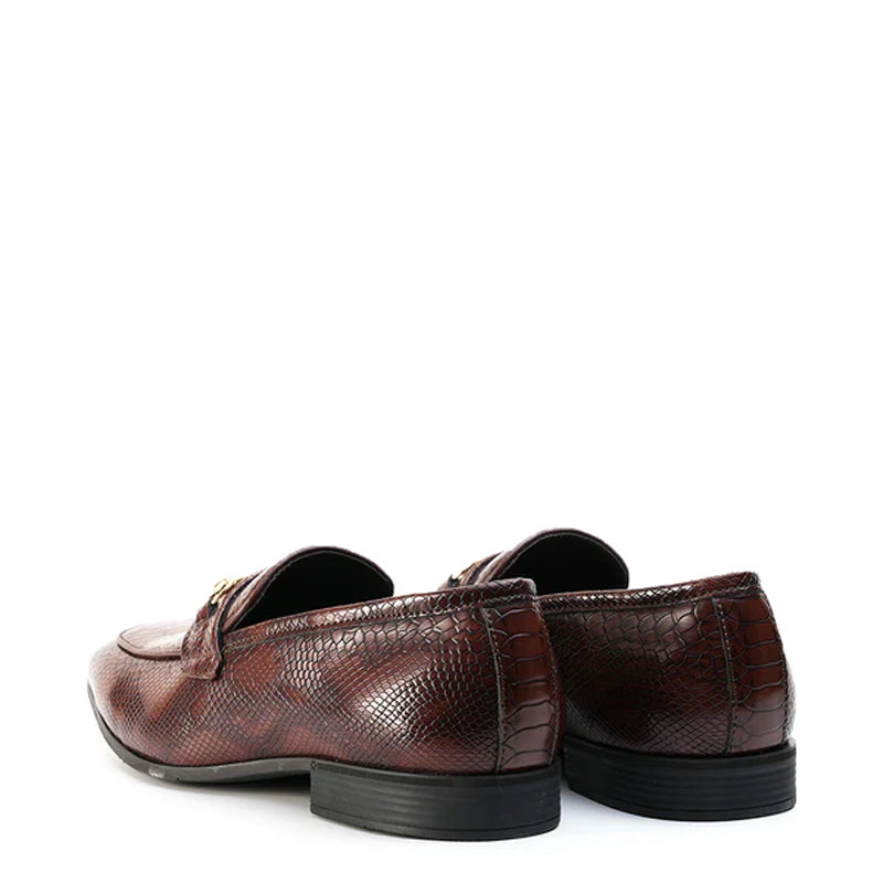 Men Horsebit Snake Effect Slip On Shoes