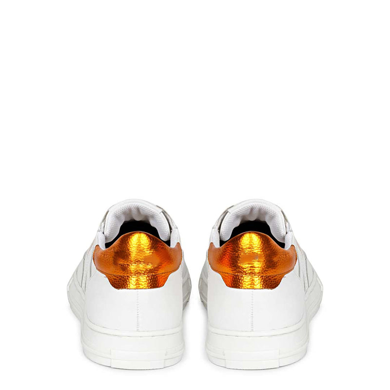 Leather Handcrafted White and Green Sneaker For Men