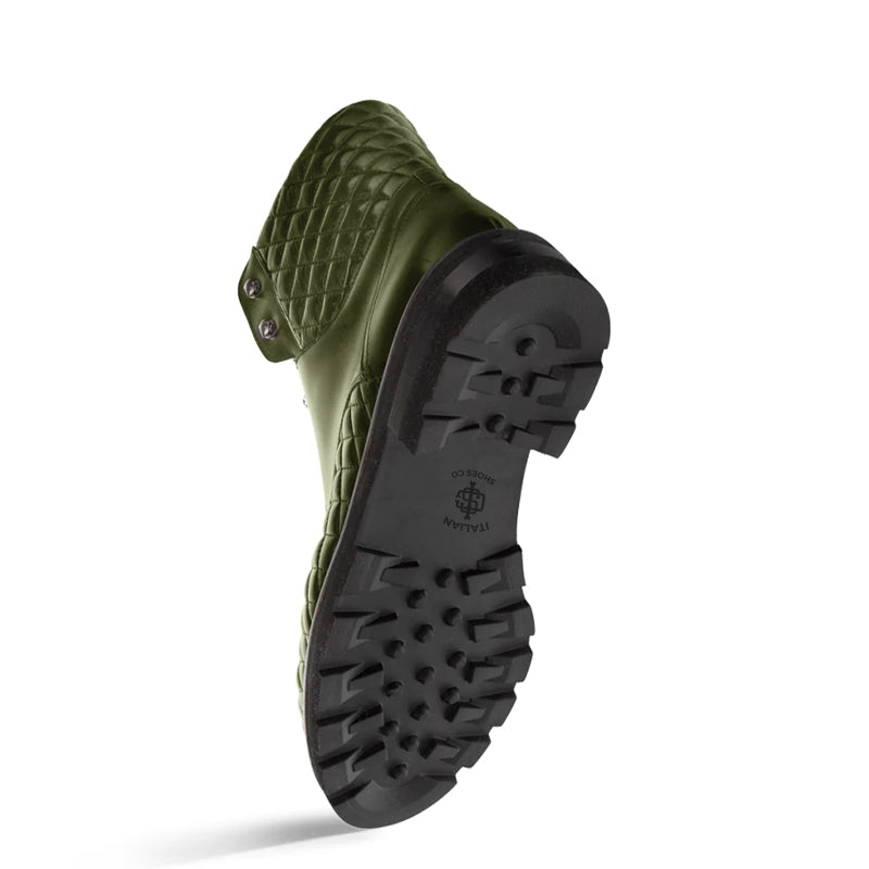 Green Timeless Lace-Up Leather Boots