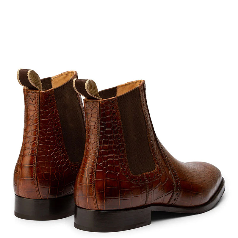 Luxury Design Croco Pure Leather Chelsea Boot