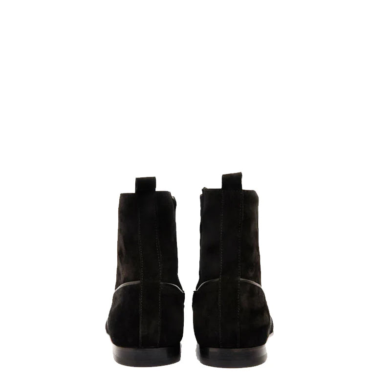 Black Suede Zip Up Dress Men Boot