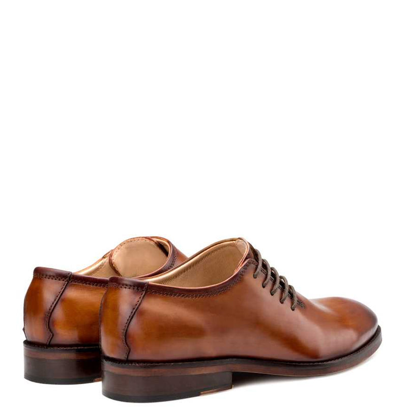 Side Lace Up Wholecut Leather Tan Oxford Shoe