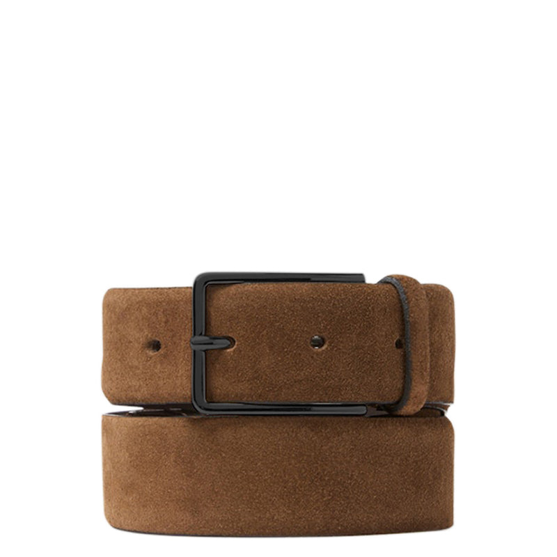 Men Suede Solid Buckle Leather Gold Buckle Belt