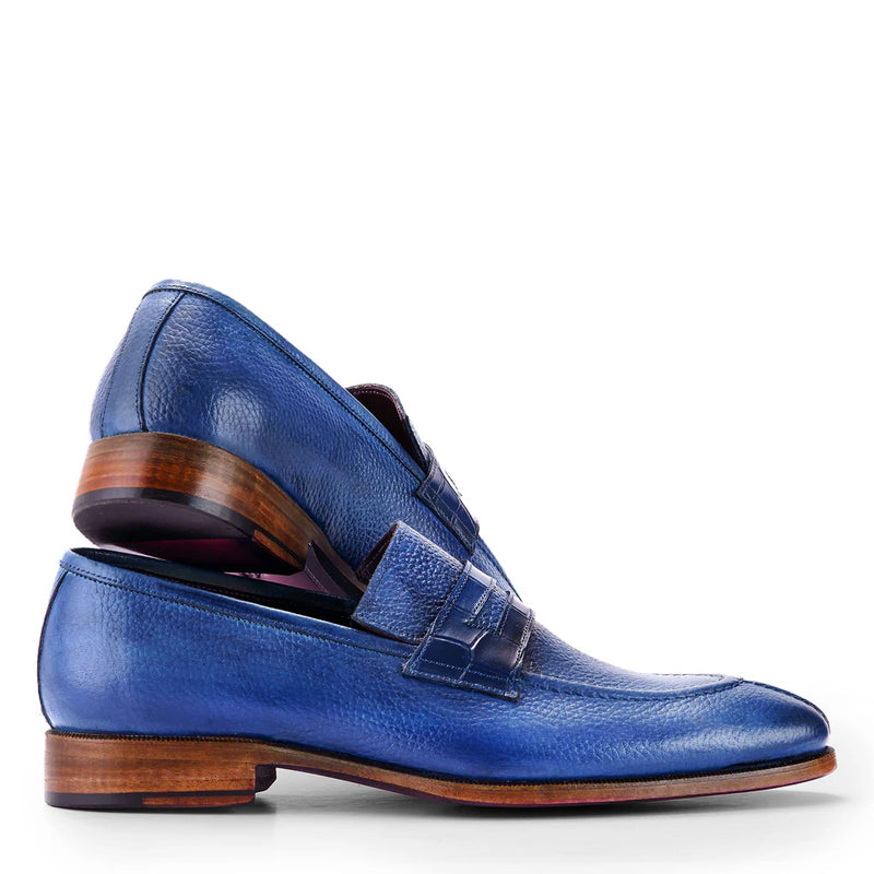 Men Split Toe Leather Loafer Purple Shoe