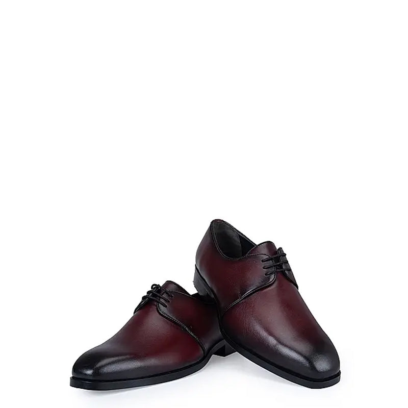 Plain Solid Leather Lace-Up Formal Derby Shoe