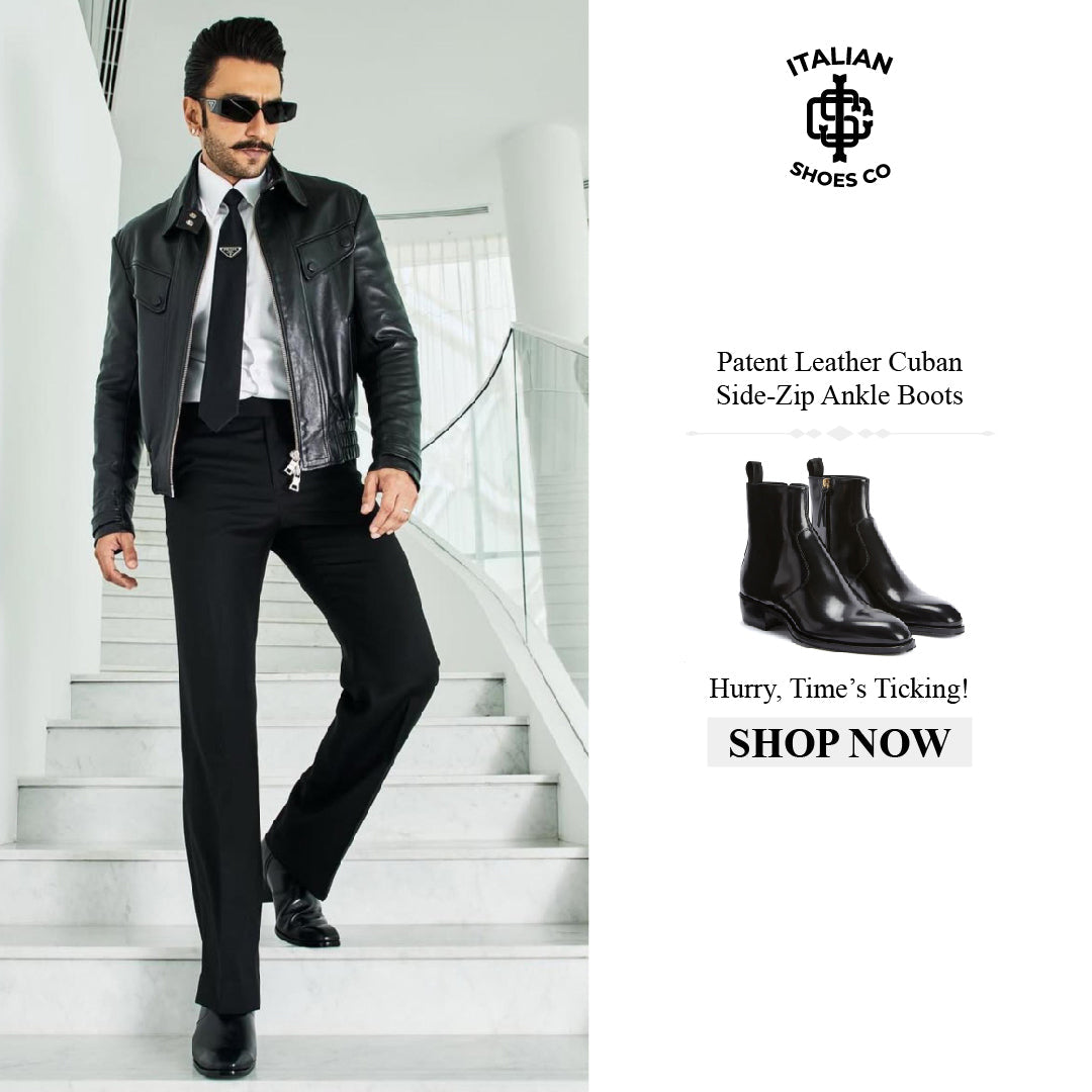 Patent Leather Cuban Side Zip Ankle Boots