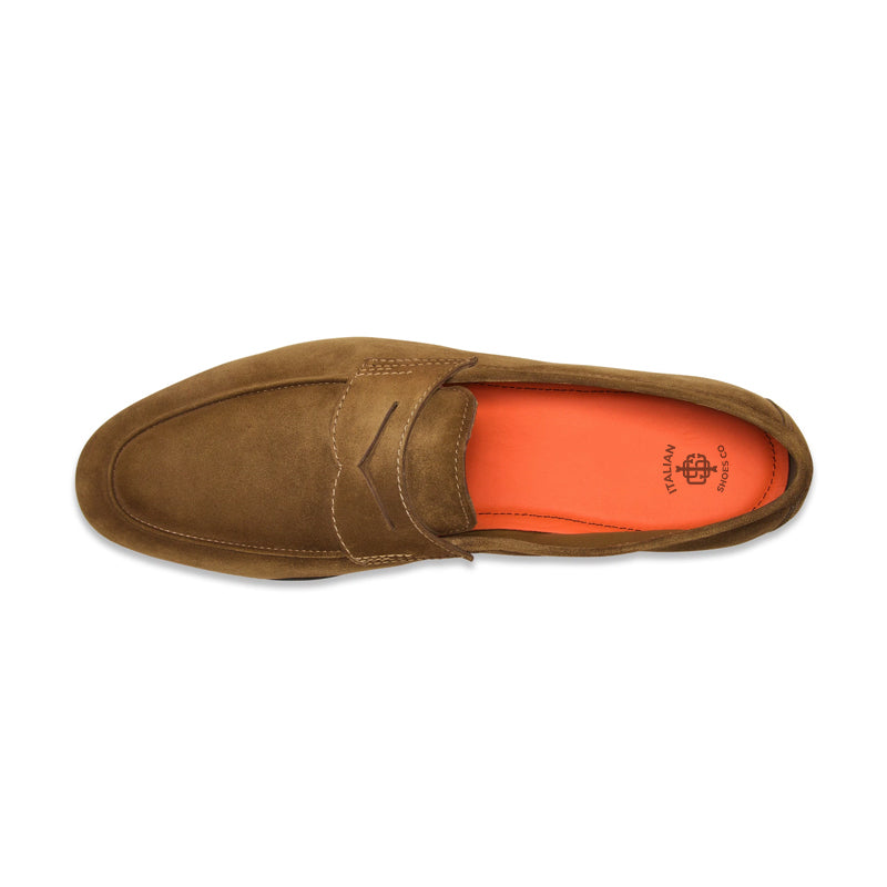 Men Nes Brown Suede Penny Loafers N Classic Slip On