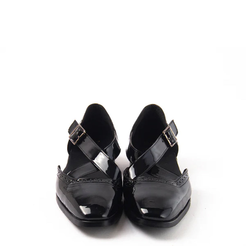 Patent Classic Leather Peshawari Black Sandals