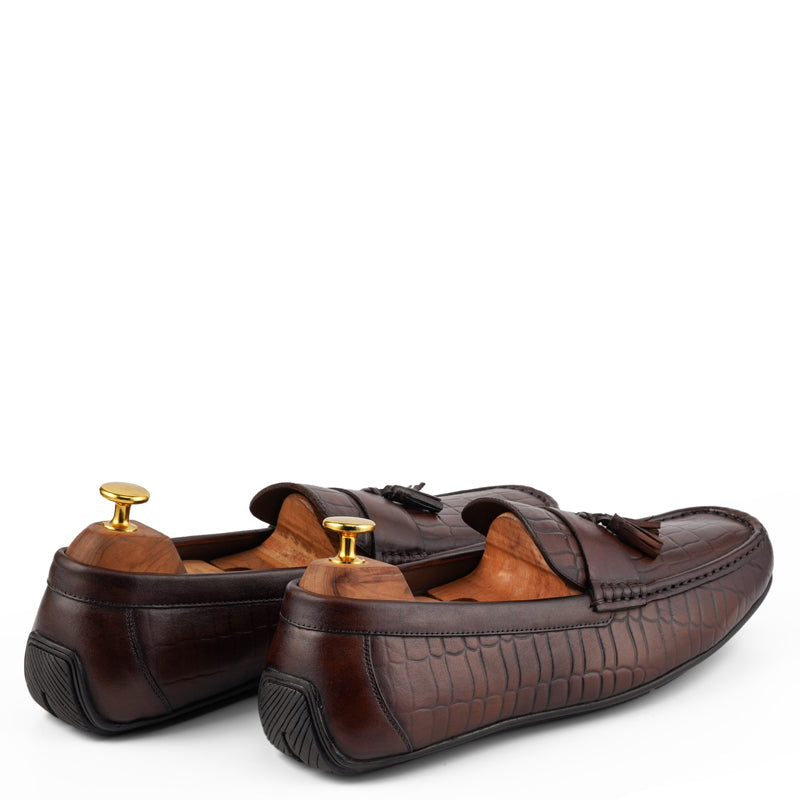 Premium Handmade Solid Leather Tassel Brown Loafer