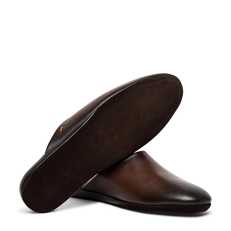 Men Striped Slip On Leather Slippers