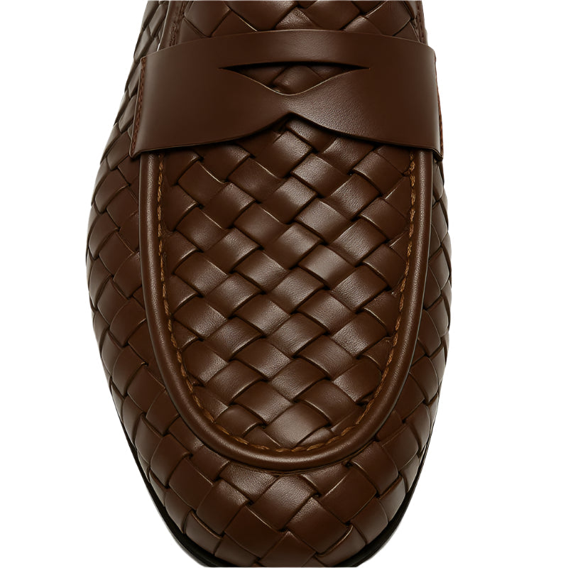 Blue Woven Texture Leather Loafer for Men