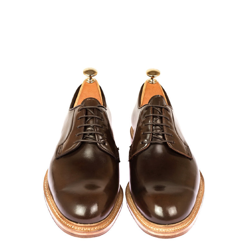Polished Shiny Leather Plain Toe Derby Shoe