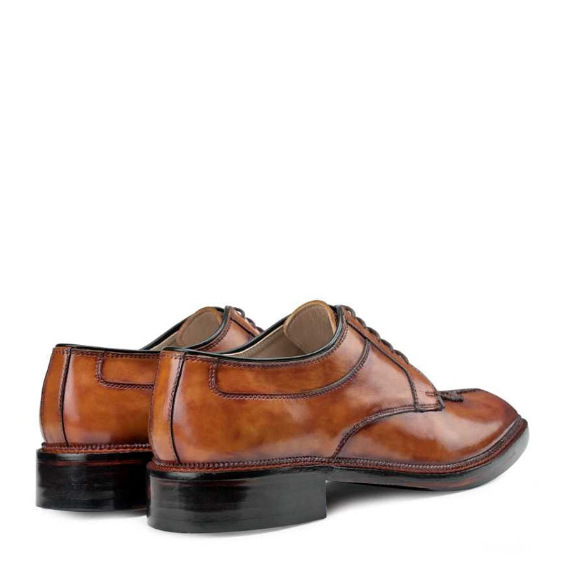 Polished Shiny Leather Split Toe Derby Shoe