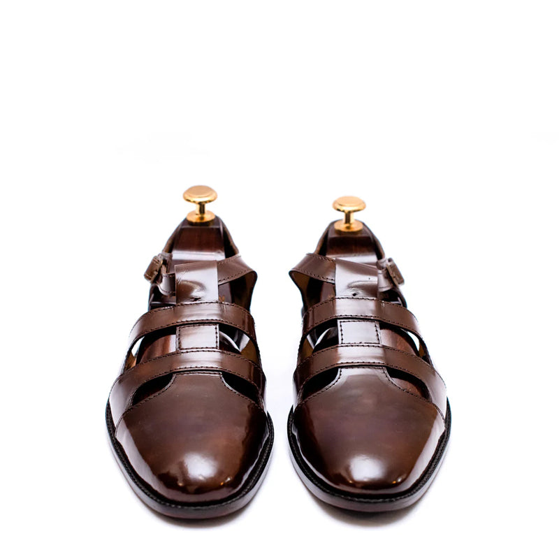 Premium Back Strap Shiny Leather Comfort Sandal
