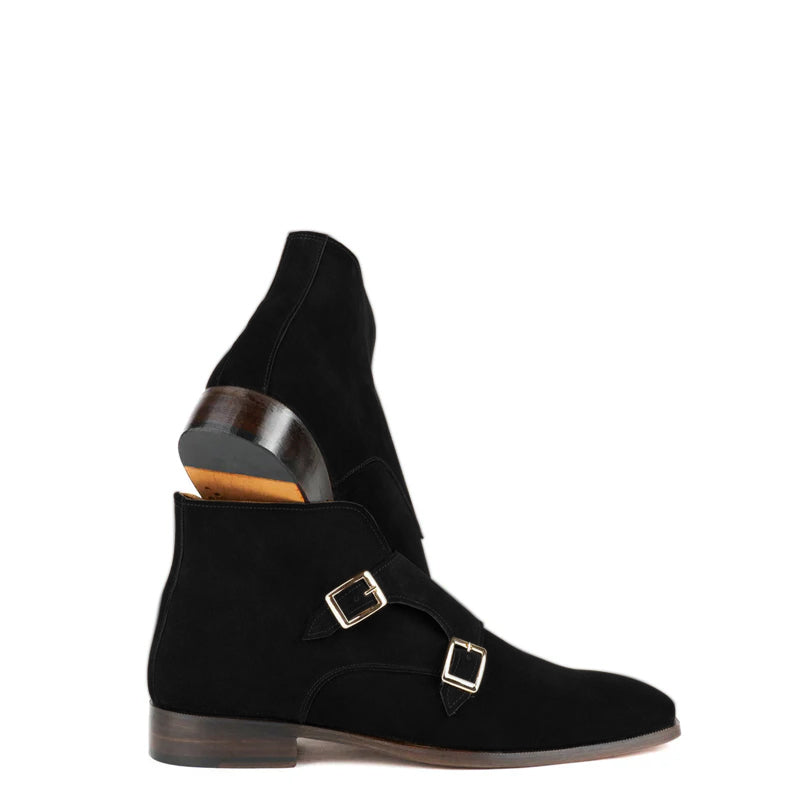 Luxury Suede Leather Double Buckle Ankle Boot