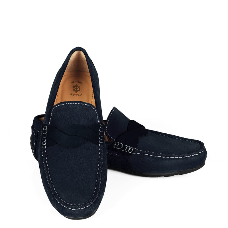 Penny Suede Cross Strap Leather Brown Loafer