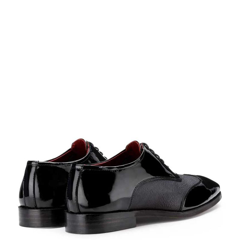 Dual Texture Patent Shiny Leather Oxford Shoe