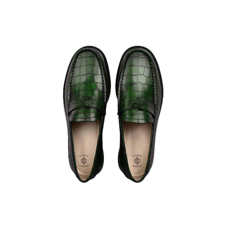 Men's Round Toe Croc Loafers