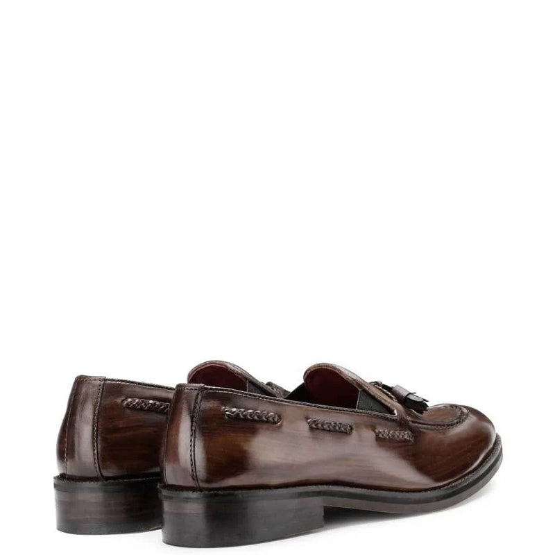 Pure Leather Classic Side Lacing Brown Tassel Loafer