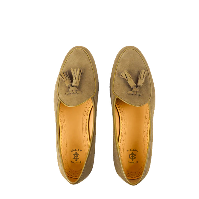 Classic Design Suede Leather Tassel Yellow Loafer