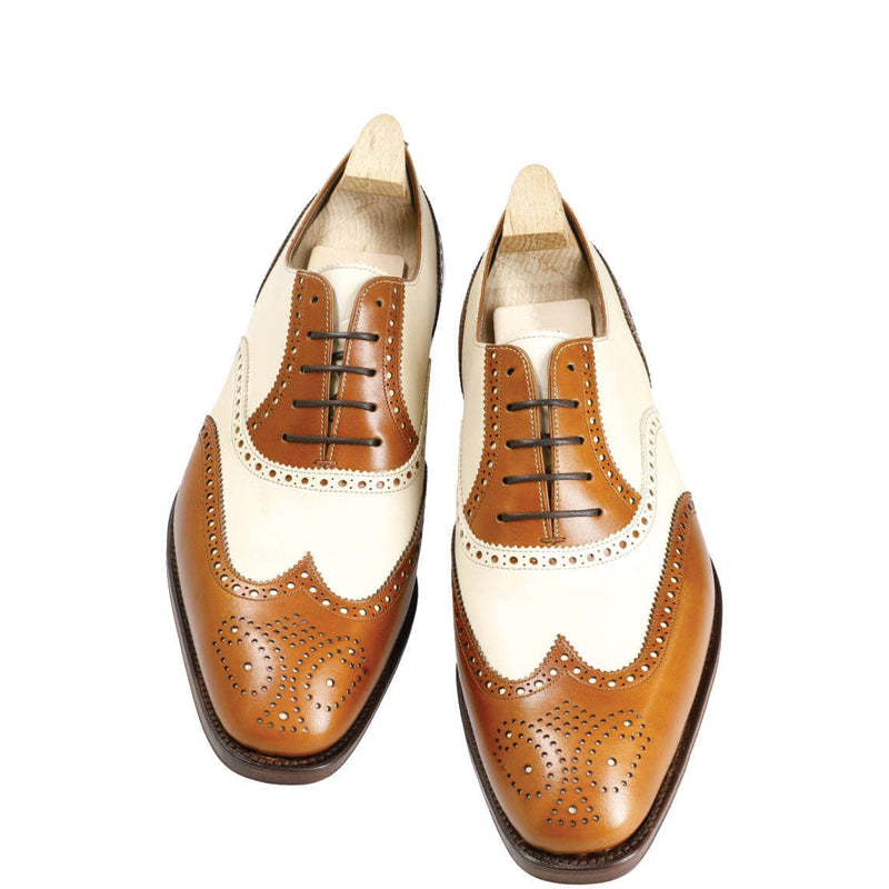 Wingtip Dual Tone Solid Leather Oxford Shoe Tan and