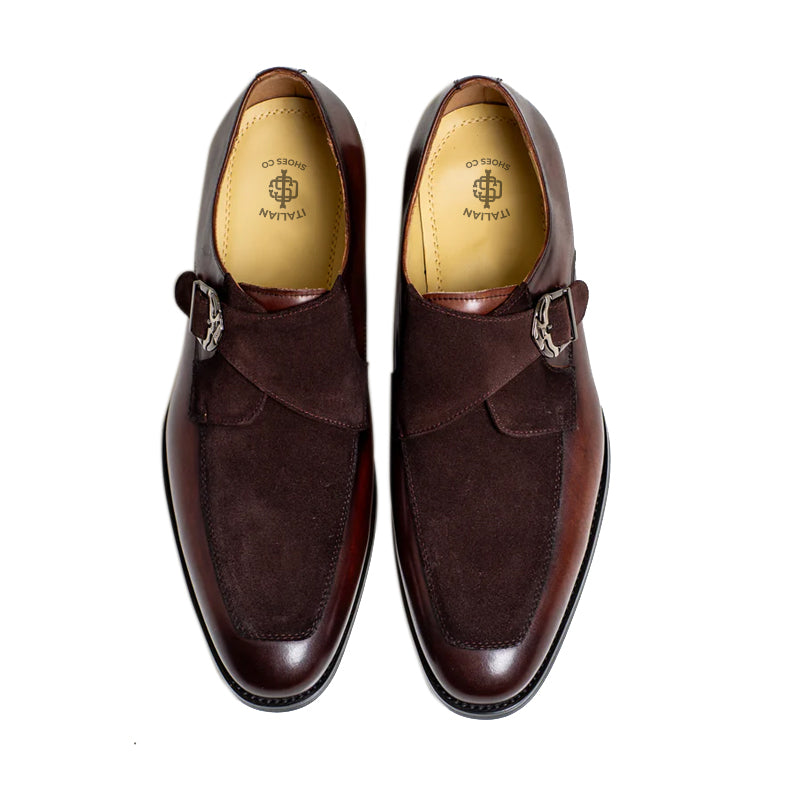 Classic Upper Suede Leather Single MonkStraps Shoe