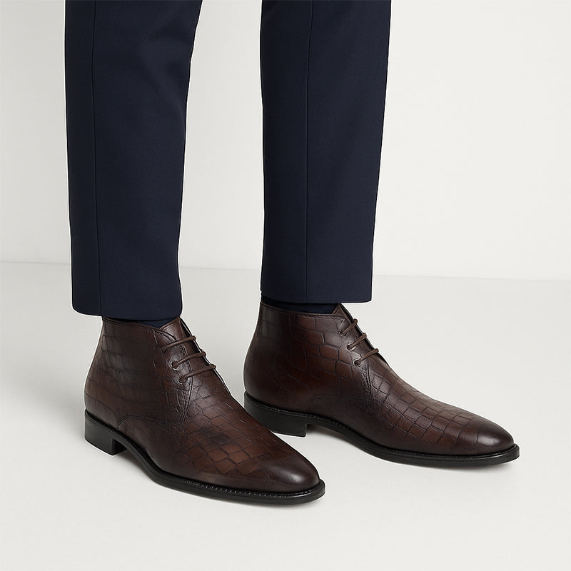 Men s Croco Leather Chukka Boots